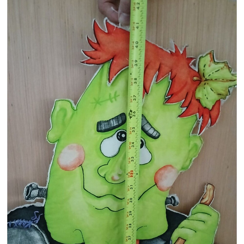 Halloween Frankenstein 42x25 Door Wall Hanging Quilted Pumpkin Fall Decoration - Picture 4 of 7